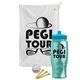 a white towel & cyan lid & transparent teal bottle the tourney - golf kit