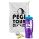 a white towel & cyan lid & transparent violet bottle the tourney - golf kit