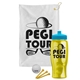 a white towel & cyan lid & transparent yellow bottle the tourney - golf kit