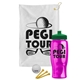 a white towel & green lid & transparent hot pink bottle the tourney - golf kit
