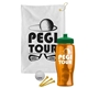 a white towel & green lid & transparent orange bottle the tourney - golf kit