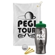 a white towel & green lid & transparent smoke bottle the tourney - golf kit