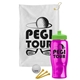 a white towel & lime green lid & transparent hot pink bottle the tourney - golf kit