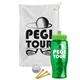 a white towel & lime green lid & transparent green bottle the tourney - golf kit