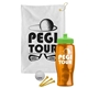 a white towel & lime green lid & transparent orange bottle the tourney - golf kit