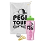 a white towel & lime green lid & transparent pink bottle the tourney - golf kit