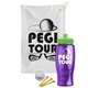 a white towel & lime green lid & transparent violet bottle the tourney - golf kit