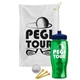 a white towel & navy blue lid & transparent green bottle the tourney - golf kit