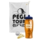 a white towel & navy blue lid & transparent orange bottle the tourney - golf kit