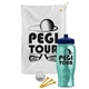 a white towel & navy blue lid & transparent teal bottle the tourney - golf kit