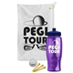 a white towel & navy blue lid & transparent violet bottle the tourney - golf kit