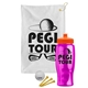 a white towel & orange lid & transparent hot pink bottle the tourney - golf kit