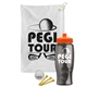 a white towel & orange lid & transparent smoke bottle the tourney - golf kit