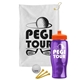 a white towel & orange lid & transparent violet bottle the tourney - golf kit