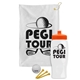a white towel & orange lid & white bottle the tourney - golf kit