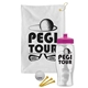 a white towel & pink lid & clear bottle the tourney - golf kit
