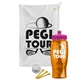 a white towel & pink lid & transparent orange bottle the tourney - golf kit