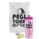 a white towel & pink lid & transparent pink bottle the tourney - golf kit