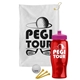 a white towel & pink lid & transparent red bottle the tourney - golf kit