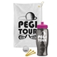 a white towel & pink lid & transparent smoke bottle the tourney - golf kit