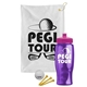 a white towel & pink lid & transparent violet bottle the tourney - golf kit