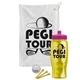 a white towel & pink lid & transparent yellow bottle the tourney - golf kit