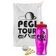 a white towel & red lid & transparent hot pink bottle the tourney - golf kit