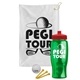 a white towel & red lid & transparent green bottle the tourney - golf kit
