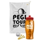 a white towel & red lid & transparent orange bottle the tourney - golf kit