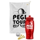 a white towel & red lid & transparent red bottle the tourney - golf kit
