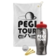 a white towel & red lid & transparent smoke bottle the tourney - golf kit