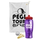 a white towel & red lid & transparent violet bottle the tourney - golf kit