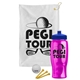 a white towel & royal blue lid & transparent hot pink bottle the tourney - golf kit