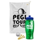 a white towel & royal blue lid & transparent green bottle the tourney - golf kit