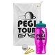 a white towel & teal lid & transparent hot pink bottle the tourney - golf kit