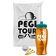 a white towel & teal lid & transparent orange bottle the tourney - golf kit
