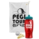 a white towel & teal lid & transparent red bottle the tourney - golf kit