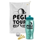 a white towel & teal lid & transparent teal bottle the tourney - golf kit