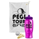 a white towel & violet lid & transparent hot pink bottle the tourney - golf kit