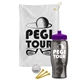 a white towel & violet lid & transparent smoke bottle the tourney - golf kit