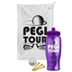 a white towel & violet lid & transparent violet bottle the tourney - golf kit