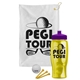 a white towel & violet lid & transparent yellow bottle the tourney - golf kit