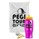a white towel & yellow lid & transparent hot pink bottle the tourney - golf kit