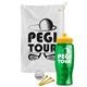 a white towel & yellow lid & transparent green bottle the tourney - golf kit