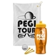 a white towel & yellow lid & transparent orange bottle the tourney - golf kit