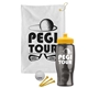 a white towel & yellow lid & transparent smoke bottle the tourney - golf kit