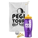 a white towel & yellow lid & transparent violet bottle the tourney - golf kit