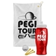 a white towel & white lid & transparent red bottle the tourney - golf kit