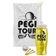 a white towel & white lid & transparent yellow bottle the tourney - golf kit