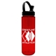 aerial view a transparent red bottle & black lid the freedom bottle - 28 oz tritan renew bottle with flip straw handle swivel lid, image 1 of 2